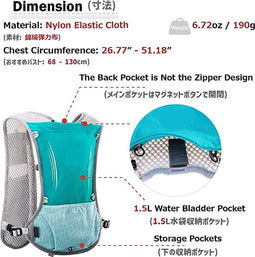 1.5L Hydratatie Rugzak - Hydration Running Vest - Zwart - Lichtgewicht Trail Run Race Marathon Runner Fietsen Wandelen Outdoor voor Mannen Vrouwen