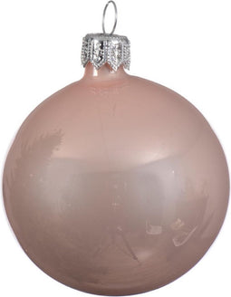 1 Glazen kerstbal glans 15 cm poeder roze