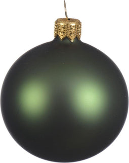 1 Glazen kerstbal mat 15 cm dennen groen