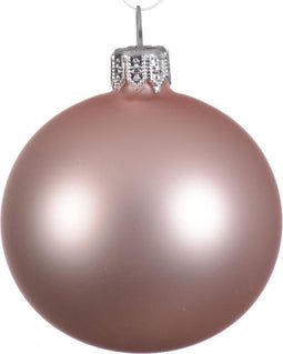 1 Glazen kerstbal mat 15 cm poeder roze