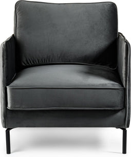 1 zits fauteuil, stof Fashion Velvet, F411 donkergrijs