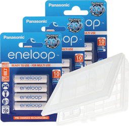 10 Panasonic Eneloop AAA, micro-batterijen, nieuwste generatie, max. 800 mAh, 2100 laadcycli met AccuCell BOX10