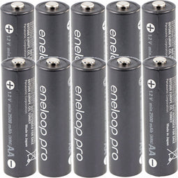 10 Panasonic eneloop pro Ni-MH-batterij, AA Mignon, 2500 mAh met extra krachtige prestaties en AccuCell AccuSafe