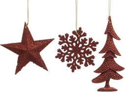 10 stuks! Hanger plastic glitter kerstrood