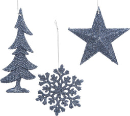 10 stuks! Hanger plastic glitter nachtblauw