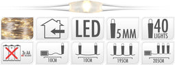 10 stuks! Zilverdraad 40led ww bo