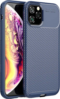 iMoshion Hoesje Geschikt voor iPhone 11 Pro Max Hoesje Siliconen - iMoshion Carbon Softcase Backcover - Blauw