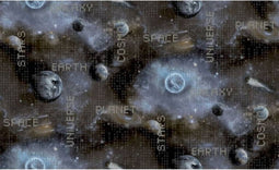 Noordwand - Good - Vibes - Behang - Galaxy - Planets - and - Text - blauw - en - zwart