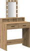 vidaXL - Kaptafel - met - LED-verlichting - in - Artisan - Eiken - 79x41x140 - cm