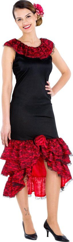dressforfun - vrouwenkostuum Spaanse Antonia Lopez XL - lange jersey-stretchjurk - rood
