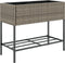 vidaXL - Plantenbak - met - schap - poly - rattan - grijs