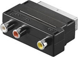 Wentronic AVK 195 - SCART naar 3x RCA adapter - Vernikkelde contacten - Zwart