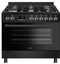 Wiggo WO‑E969R - Vrijstaand gasfornuis - 90 cm - 6 kookzones met dubbele wokbrander - Zwart
