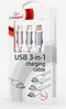 3-in-1 USB laadkabel 1 meter zilver