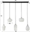 Hanglamp 5L stripe white glass mix - Wit