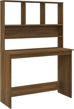 vidaXL - Bureau - met - schappen - 110x45x157 - cm - bewerkt - hout - bruineikenkleur
