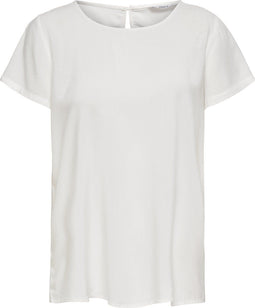 ONLY ONLFIRST ONE LIFE SS TOP - Korte mouwen - Knoopsluiting achter - Cloud Dancer - Maat 36