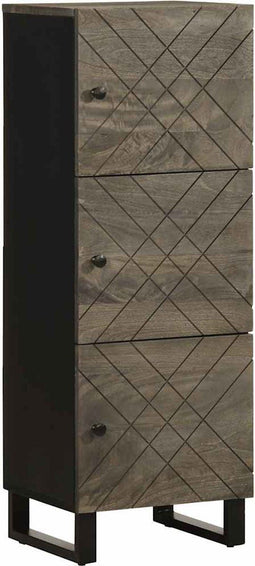 vidaXL - Hoge - kast - 40x33x110 - cm - massief - mangohout - zwart