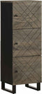 vidaXL - Hoge - kast - 40x33x110 - cm - massief - mangohout - zwart