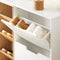 SoBuy FSR183-WN - Schoenenkast - 4 Kleppen 3 Open Vakken - Wit