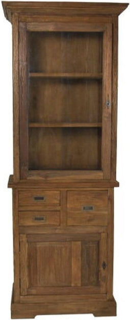 Vitrinekast met glas smal teakhout 72x46x193 - Naturel