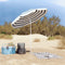 vidaXL - Strandparasol - met - Aluminium - Paal - Blauw - & - Wit - 240 - cm