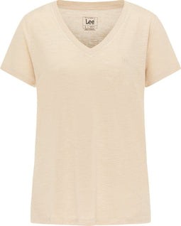 LEE V Neck Oxford Tan - Dames T-shirt - Maat XL - Katoen