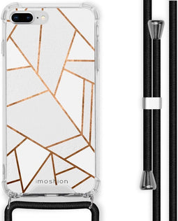 iMoshion Hoesje Geschikt voor iPhone 8 Plus / 7 Plus Hoesje Met Koord - iMoshion Design Hoesje met Koord - Wit / Meerkleurig / Goud / White Graphic