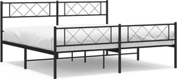 vidaXL - Bedframe - met - voetbord - zonder - matras - metaal - zwart - 180x200 - cm