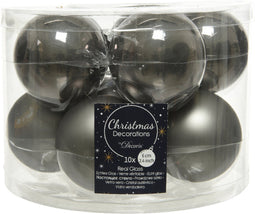 10x stuks kerstballen antraciet (warm grey) van glas 6 cm - mat/glans - Kerstboomversiering
