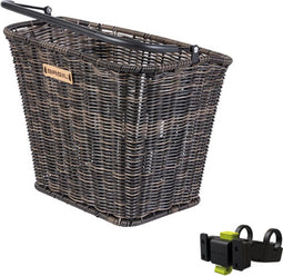Basil Bremen Rattan Look Fietsmand KF - Voorop - Inclusief Bevestigingssysteem - Bruin