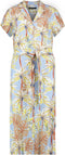 Expresso Ellison - Midi-jurk - Korte mouwen V-hals - Palmbomenprint lichtblauw/beige/oranje