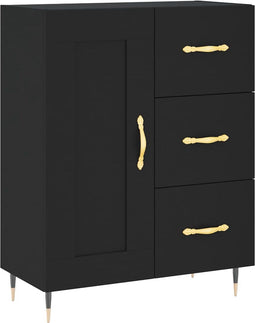 vidaXL - Dressoir - 69,5x34x90 - cm - bewerkt - hout - zwart
