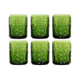 Glazenset Home ESPRIT Groen Kristal Met reliëf 300 ml (6 Stuks)