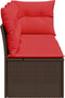 vidaXL - Tuinbank - met - kussens - 3-zits - poly - rattan - bruin