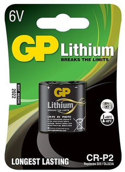 GP CR-P2 - Accu Lithium - 35,8mm x 19,5mm x 34,8mm - Zwart