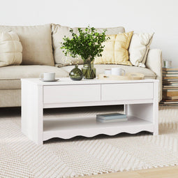 vidaXL - Koffietafel - "DRAMMEN" - Wit - 99x55x45 - cm - Massief - Vurenhout