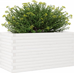 vidaXL - Plantenbak - 90x40x46 - cm - massief - grenenhout - wit