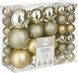 House of Seasons - Kerstballen Set - 46 stuks - Ø4/6/8 cm - Champagne (46 stuks)