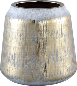 PTMD Bette Ronde Bloempot - H16 x Ø16,5 cm - Keramiek - Grijs/goud