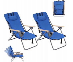 Woltu Set van 2 Opvouwbare Campingstoelen - Verstelbare Rugleuning - Blauw (2 stuks)