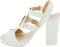 Liu Jo Hebe 15 - Dames Sandalen met Blokhak - Goudkleurige Accenten - Wit - Maat 39