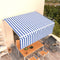 vidaXL - Luifel - handmatig - uittrekbaar - met - rolgordijn - 4,5x3 - m - blauw - wit