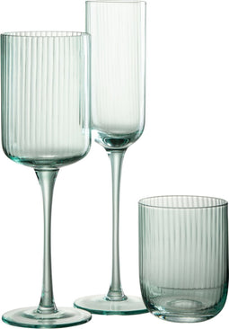 J-Line glas champagne Louise - glas - groen - 6 stuks