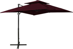 vidaXL - Zweefparasol - met - dubbel - dak - 250x250 - cm - bordeauxrood