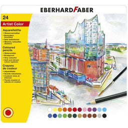 24 Aquarelpotloden Eberhard Faber in bliketui