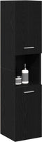 vidaXL - Badkamer - Wandkast - Zwart - Eiken - 30x30x130 - cm - Houtmateriaal