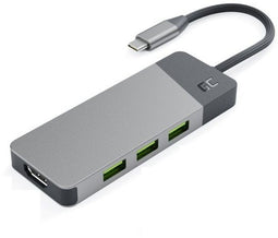 Green Cell HUBGC01 - USB Hub - 1x HDMI 3x USB 3.2 type-C - Zilver