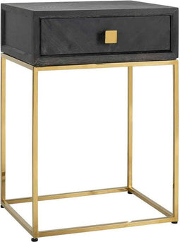 Richmond Interiors Nachtkastje Blackbone gold 1-lade (Black rustic)