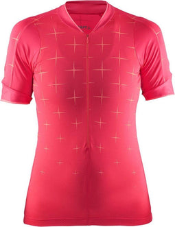 Craft Belle Glow Jersey - Korte mouwen - Ritssluiting 1/2 front - Rood (M)